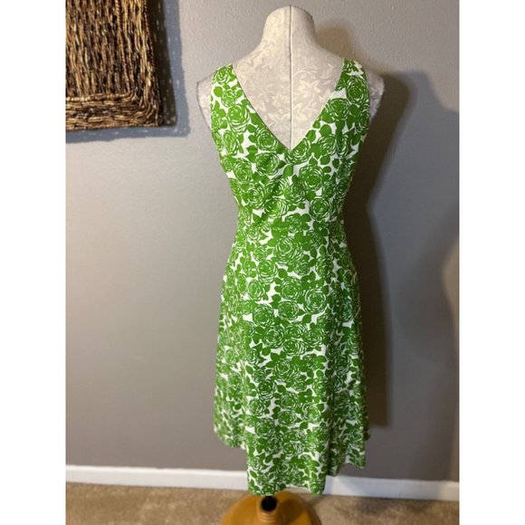 Boden Dress 8R US 4 Green Ivory Cotton Washable A Line Side Zipper - Picture 6 of 10